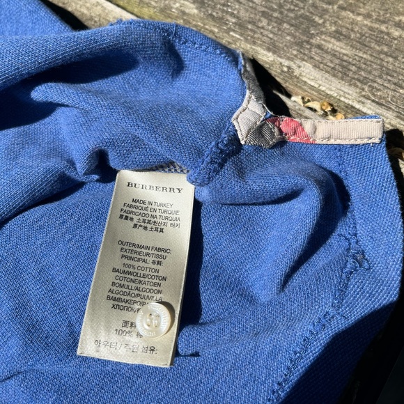 Burberry Men's Blue Polo with Embroidered Chest Logo and Collar Detail - Size XL - Picture 5 of 5